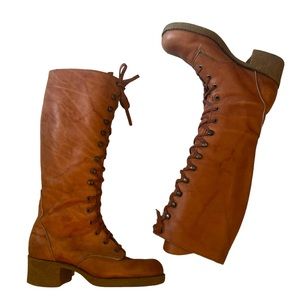 1970s Leather Lace Up Campus Shoe With Gum Sole 7.5